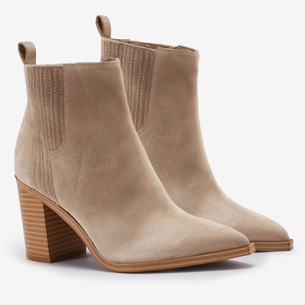 Nine West Beige Suede Ankle Booties